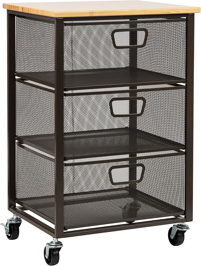 Mind Reader 3-Drawer Rolling Storage Cart, Office Organizer - Image 7