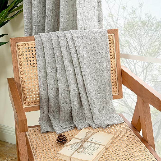 YoungsTex Dark Grey Linen Semi Sheer Curtains 2 Panels - Image 8