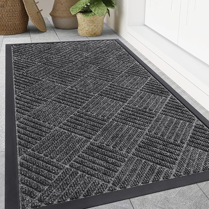 Smiry Front Door Mat Outside Entrance, Heavy Duty Outdoor Indoor Natural Rubber by Smiry