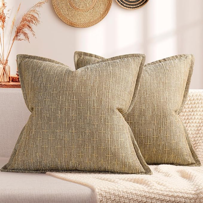 ZWJD Pillow Covers 24x24 Set of 2 Soft Polyester Textured Pillow Covers by ZWJD