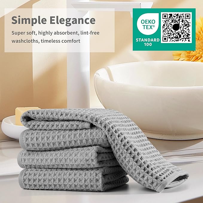 Microfiber Waffle Face Towels, 2 Pieces, Fast Drying, Lint Free - Image 6