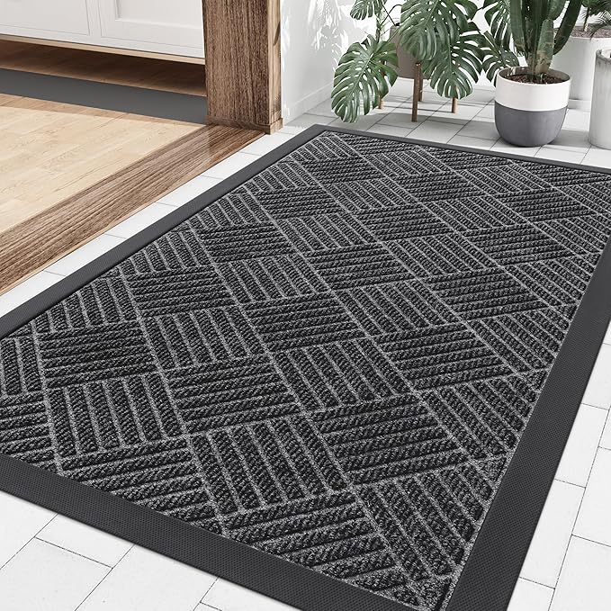 Smiry Front Door Mat Outside Entrance, Heavy Duty Outdoor Indoor Natural Rubber by Smiry