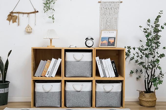 13 x 13 Inch Cube Storage Bins, 4 Pack Large Collapsible Fabric Storage Bin - Image 2