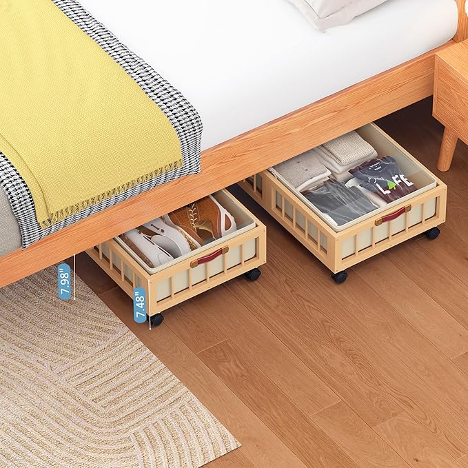 efluky 2-Pack Bamboo Under Bed Storage Containers - Image 7