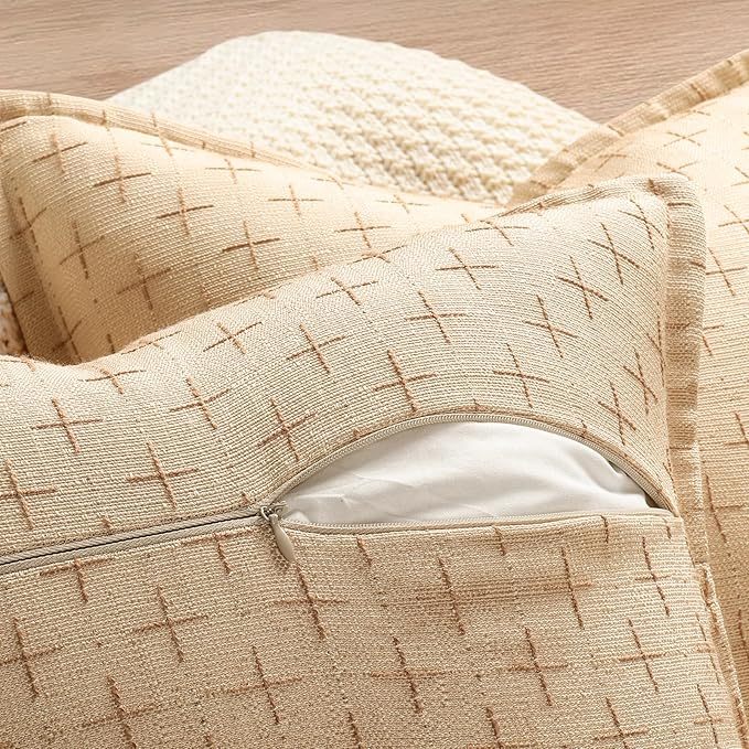 ZWJD Pillow Covers 18x18 Set of 2 Soft Polyester Textured Pillow Covers - Image 3