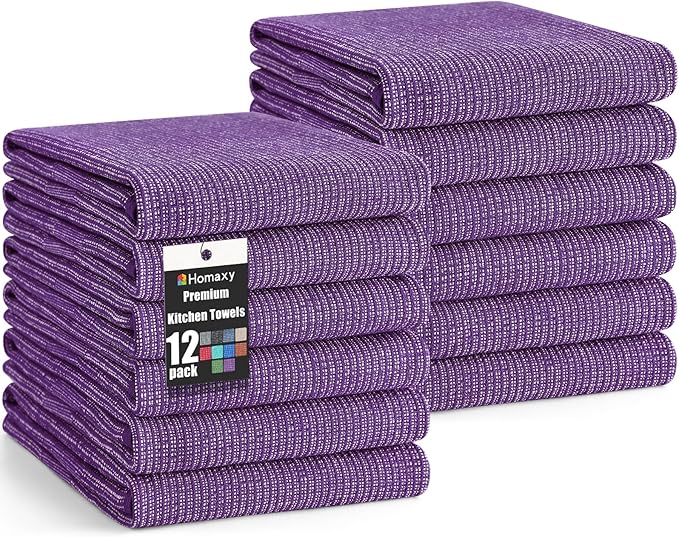 Homaxy Premium Kitchen Towels, Large Cotton Kitchen Hand Towels, Flat and Terry by Homaxy