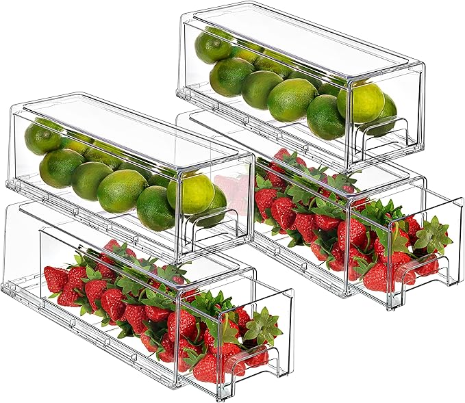Sorbus Small Wide Clear Storage Drawers – Stackable Pull-Out Storage Bins by Sorbus
