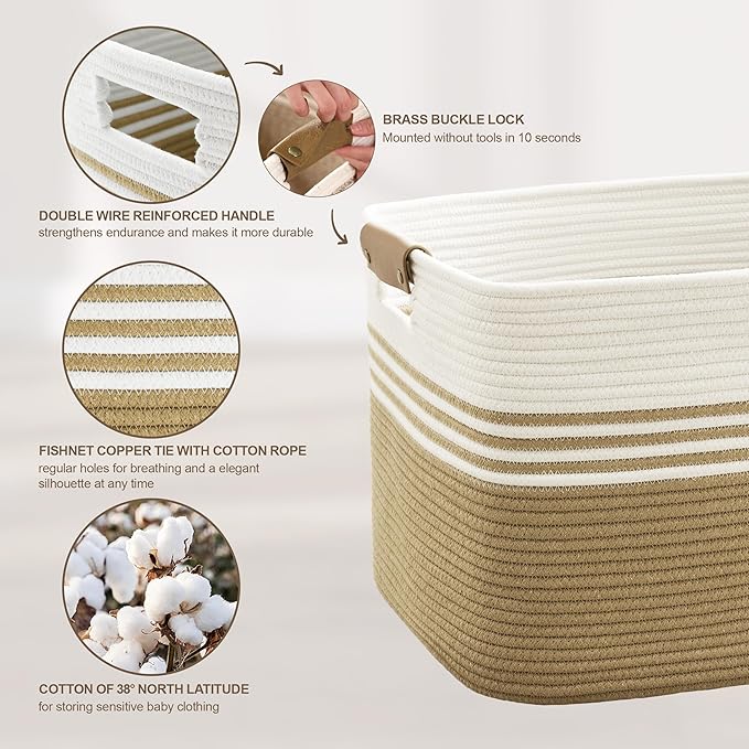 60L Large Laundry Basket with Leather Handles - Image 4