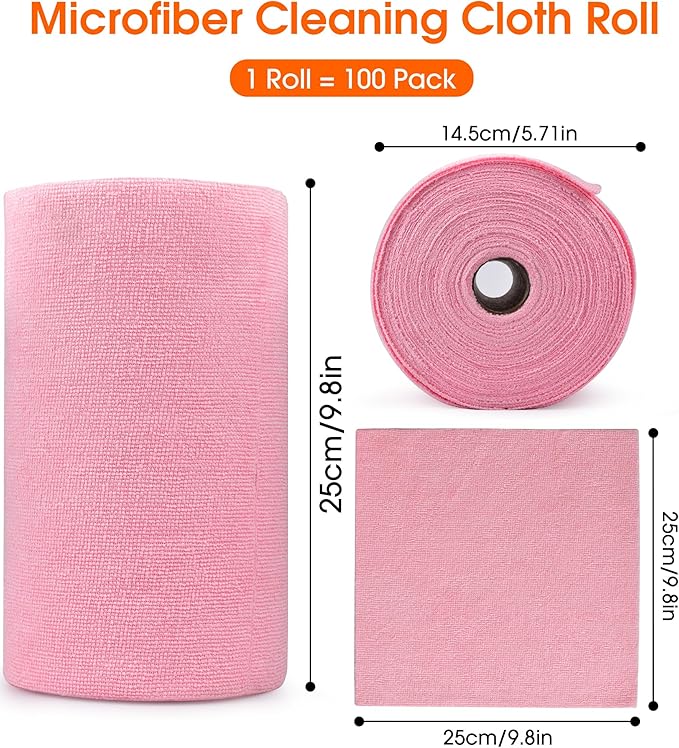 Roll of Microfiber Cleaning Cloth –100 Pack, Tear Away Microfiber Towels - Image 7