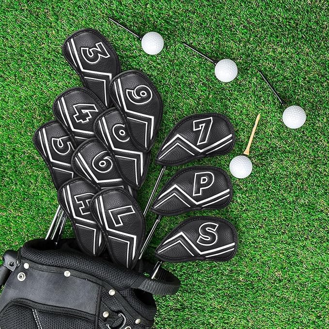 Welspo Magnetic Leather Golf Iron Head Covers 11 Pack Synthetic Leather Club - Image 9