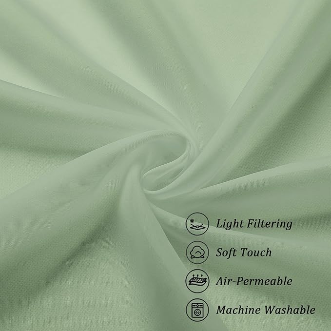 Chyhomenyc Sage Green Sheer Scarf Valances - Image 5