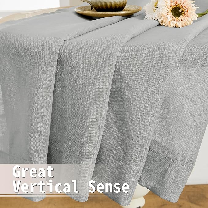 Tollpiz Sheer Door Curtains Closet Linen Textured Curtains Sheer Doorway Light - Image 6