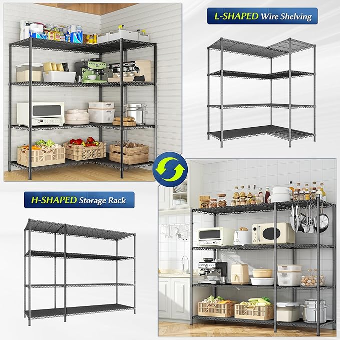 52.36''W Storage Shelves Metal Shelving Unit Load 1120LBS 4 Tier Wire Shelving - Image 5