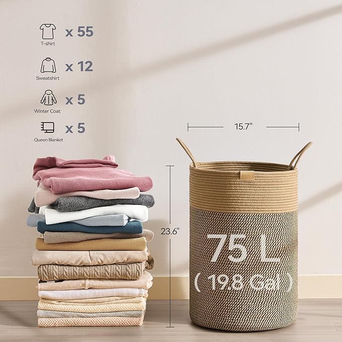 Laundry Hamper 75L, Large Laundry Basket - Image 6