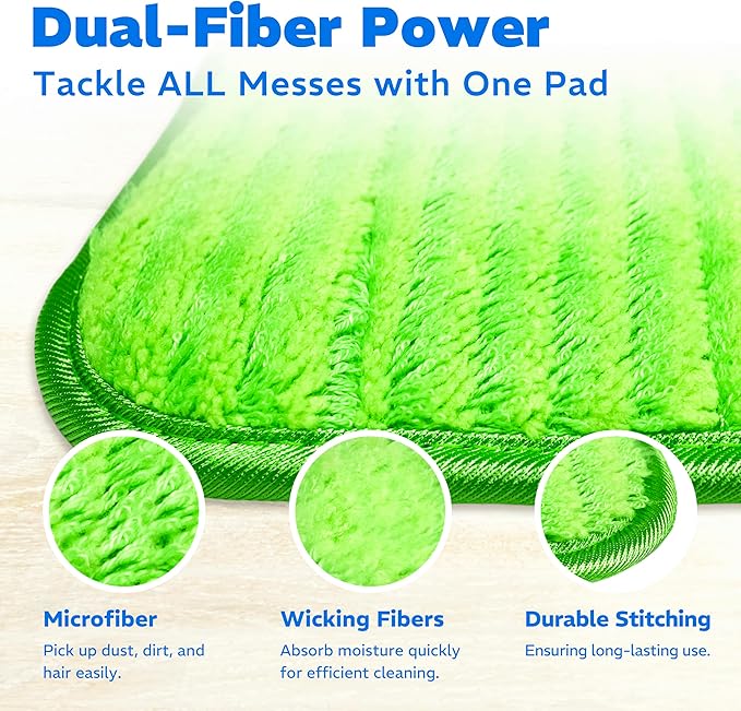 2 Pack Reusable Microfiber Mop Pads, Compatible - Image 3
