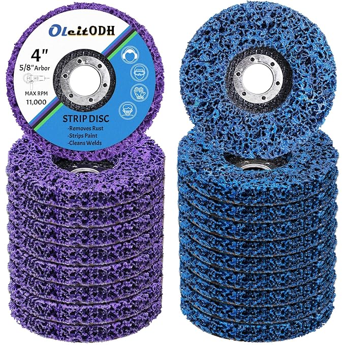 20 Pcs 4" x 5/8" Strip Discs Bulk, Paint Stripping and Rust Removal Wheels by Oleitodh