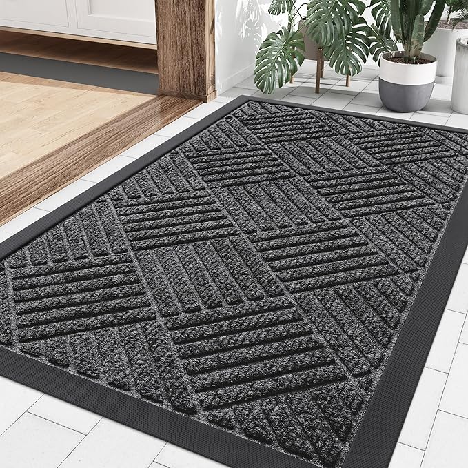 Smiry Front Door Mat Outside Entrance, Heavy Duty Outdoor Indoor Natural Rubber by Smiry