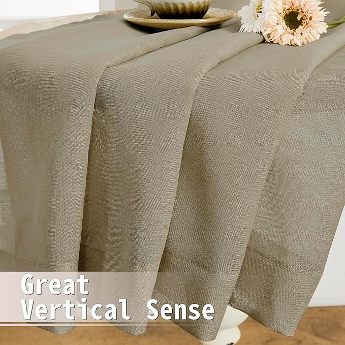 Tollpiz Sheer Door Curtains Closet Linen Textured Curtain Sheers Doorway Light - Image 6
