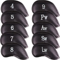 Premium Magnetic Leather Iron and Wedge Golf Club Head Covers | Set of 10 | by AllTeedUp