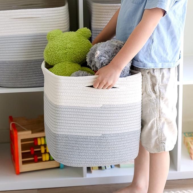 NaturalCozy Storage Cubes 11 Inch Cotton Rope Woven Baskets - Image 9