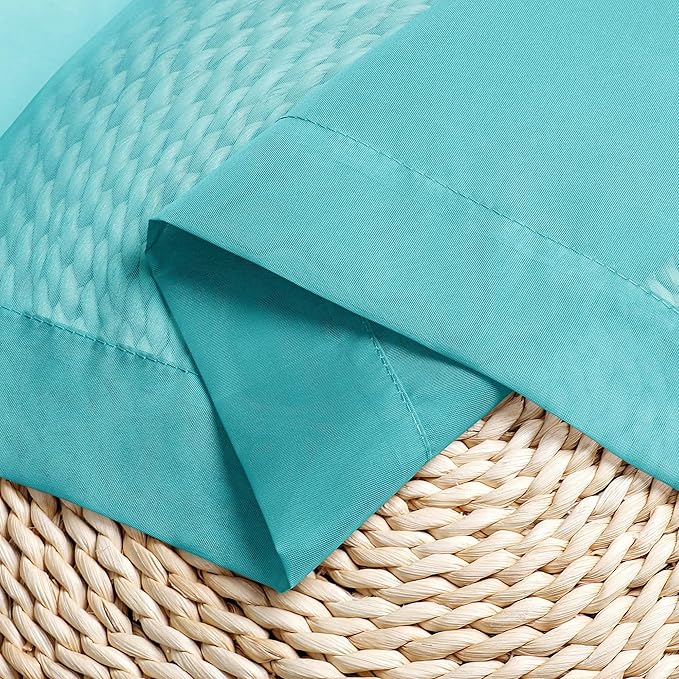Chyhomenyc Turquoise Sheer Curtains 54 Inch Long 2 Panels, Light Filtering Rod - Image 7