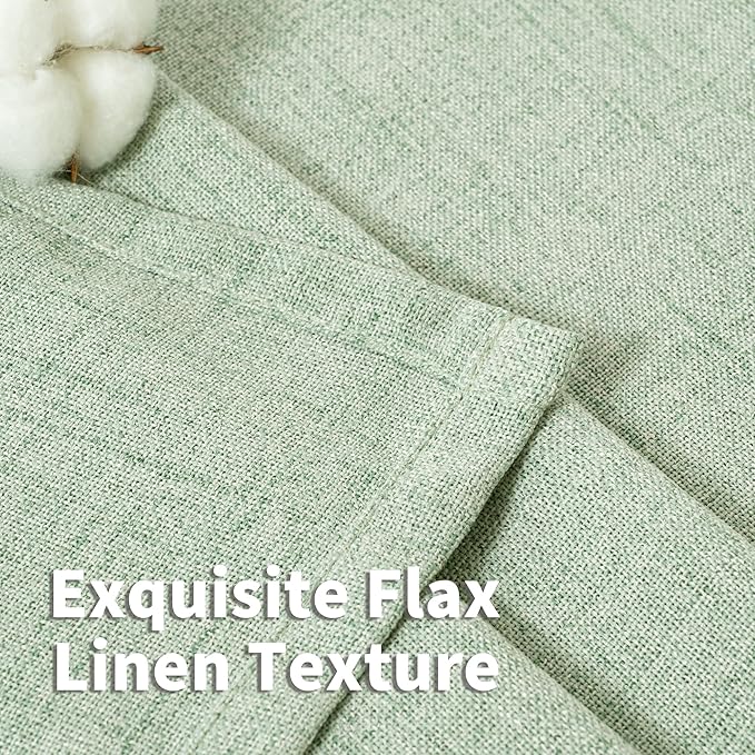 YoungsTex Sage Green Linen Semi Sheer Curtains 45 Inch Length - Image 4