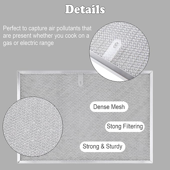 Wadoy BPS1FA36 Range Hood Filter 11-3/4" X 17-1/4" X 3/8", 2 Pack Aluminum Mesh - Image 2