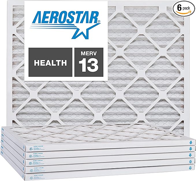Aerostar 17x22x1 MERV 13, Pleated Air Filter, Box of 6, Made in the USA by AirFiltersDelivered