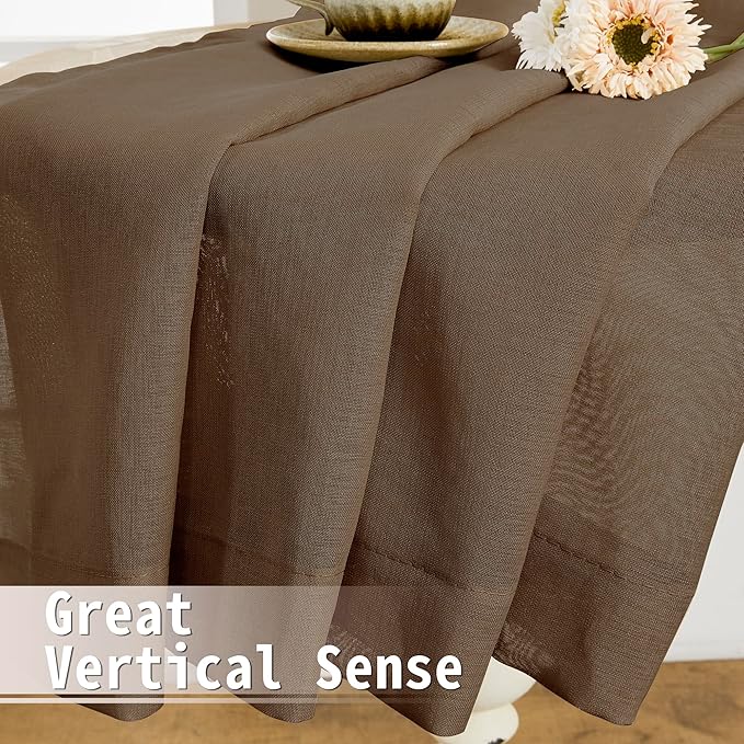 Tollpiz Short Sheer Door Curtain Closet Linen Textured Curtain Sheers Doorway - Image 6