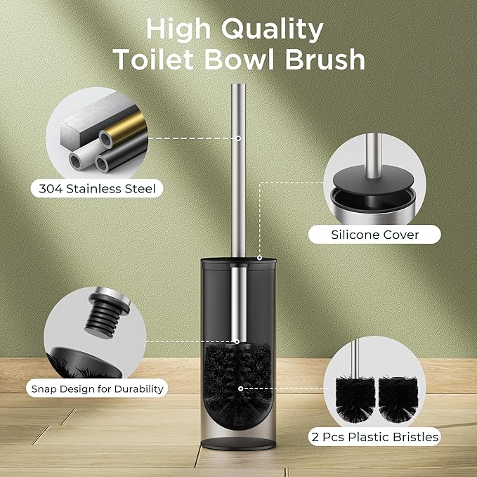 Toilet Brush and Holder Set, Toilet Bowl Brush - Image 3