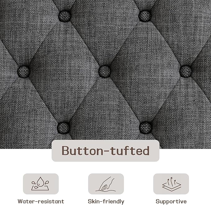 48" Large Ottoman with Storage Coffee Table, Upholstered Tufted Linen Ottoman - Image 6