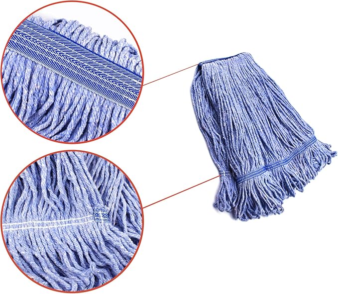 String Mop Heads Replacement Heavy Duty Commercial Grade Blue Cotton Looped End - Image 4