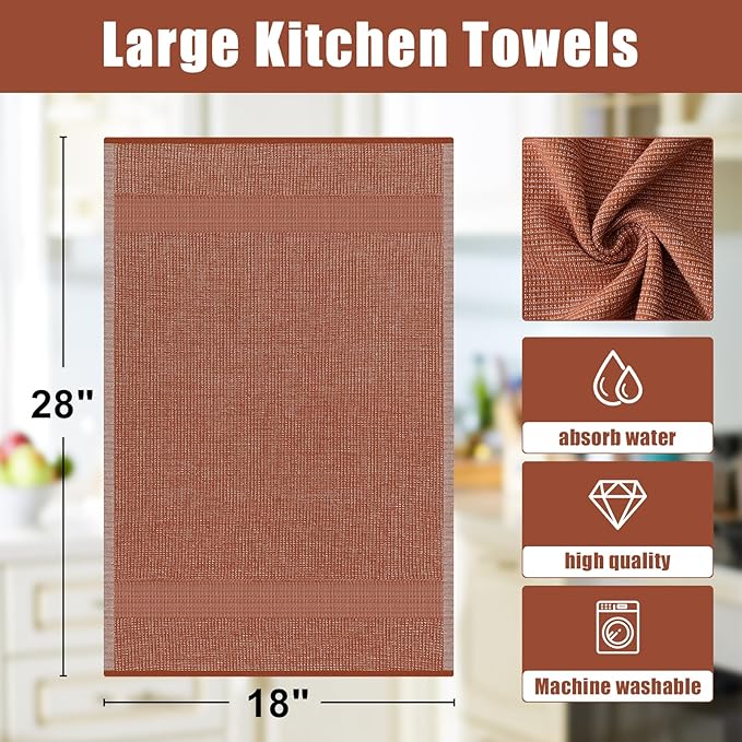 Homaxy Premium Kitchen Towels, Large Cotton Kitchen Hand Towels, Flat and Terry - Image 8