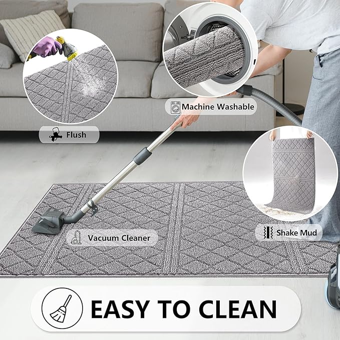 REFETONE Indoor Doormat, Front Back Door Mat 16"x24" Absorbent Rubber Backing - Image 6