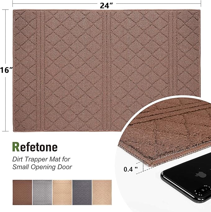REFETONE Indoor Doormat, Front Back Door Mat 16"x24" Absorbent Rubber Backing - Image 2