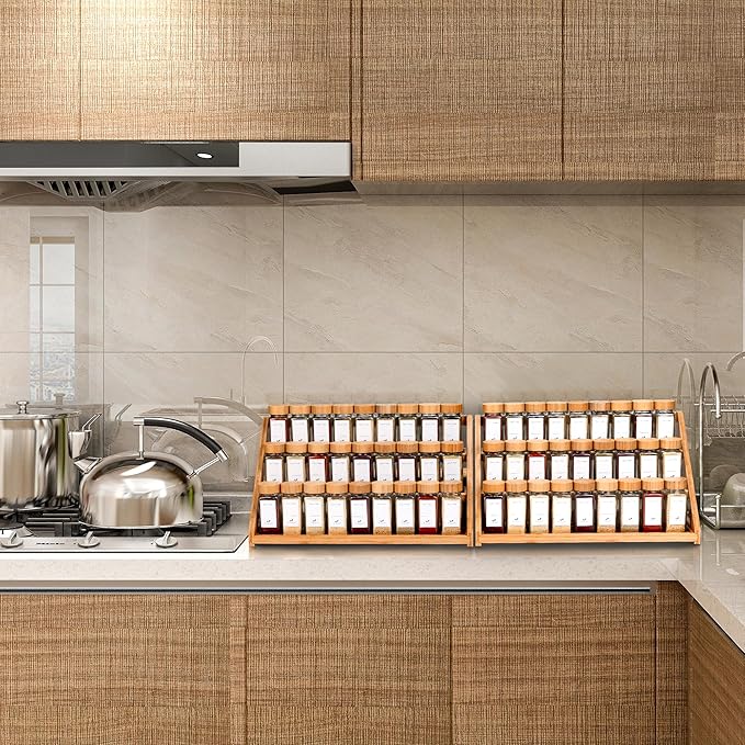 Bamboo Tiered Spice Rack, for Countertop Spice Organizer for Pantry Spice Shelf - Image 8