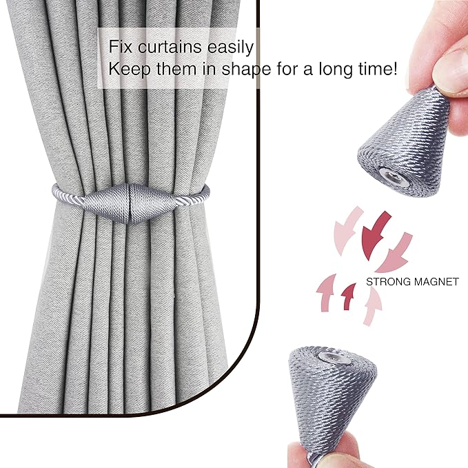 2 Pack Magnetic Curtain Tiebacks Rope Modern Handmade Curtain Tie Backs - Image 2