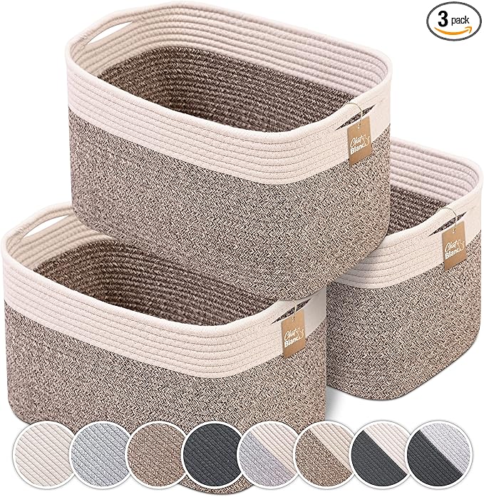 CHAT BLANC Cotton Rope Baskets for Organizing | 15”x10”x9” Storage Baskets for by CHATBLANC