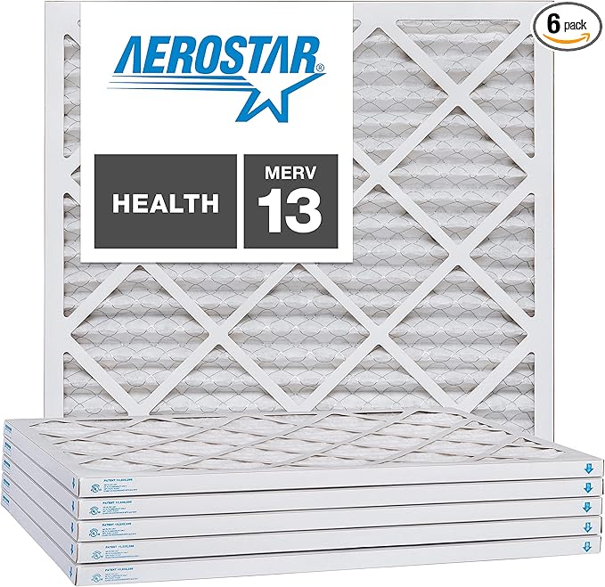 Aerostar 22x22x1 MERV 13, Pleated Air Filter, Box of 6, Made in the USA by AirFiltersDelivered