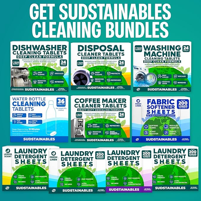 Sudstainables Dishwasher Cleaner and Deodorizer Tablets, 24 Pack – Dishwasher - Image 5