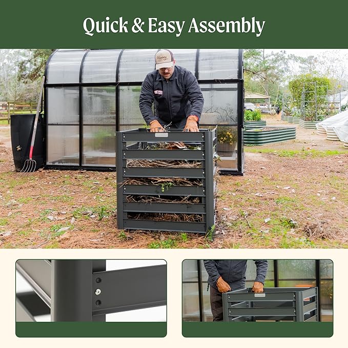 Vego Garden 32" Tall Modular Compost Bin 60" x 30" x 32" - Image 5