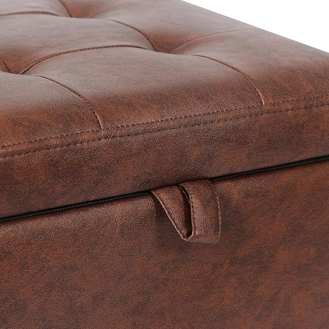 Adeco Faux Leather Storage Ottoman Bench - Image 7