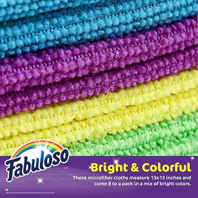 Fabuloso Microfiber Cleaning Cloths, 8 ct, Rainbow Colors | Lint-Free, - Image 3