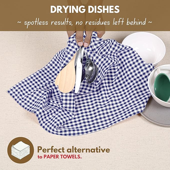 Native Fab Gingham Dish Towels 16x26 inches Set of 4 - Image 2