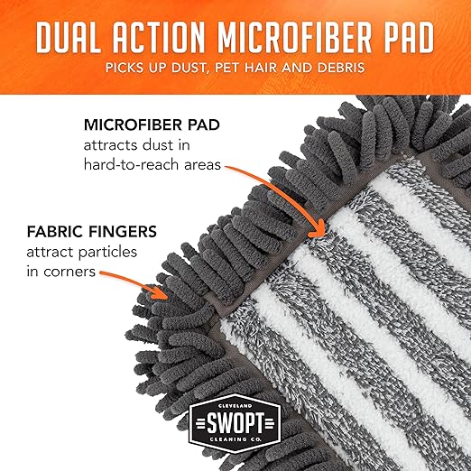 SWOPT 18” Microfiber Dust Mop + 60" Steel Handle, Combo — Dust Mop Head - Image 8