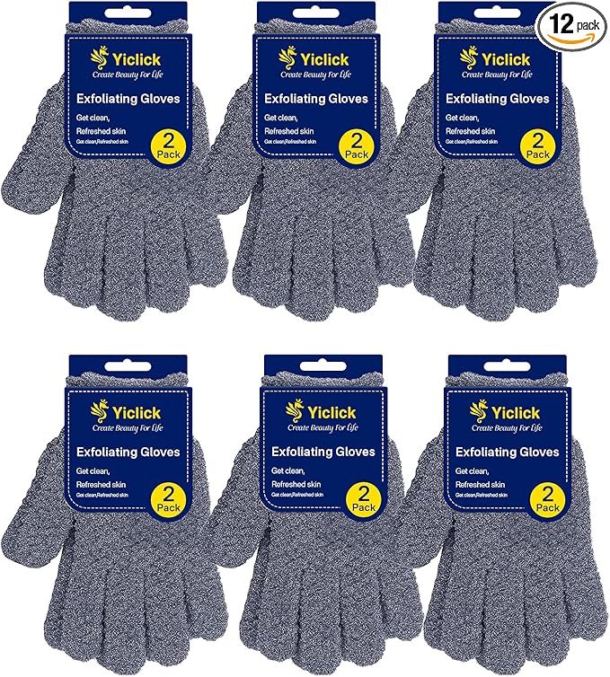 Yiclick 12Pcs Heavy Exfoliating Gloves, Body Scrub Glove by YiclickCreateBeautyforLife