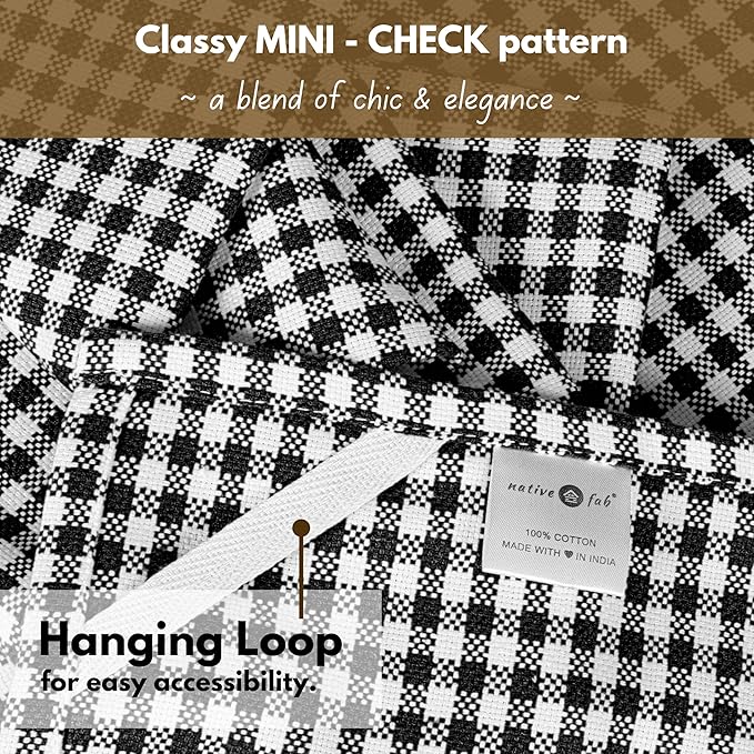 Native Fab Black Gingham Dish Towels 16"x26" Set of 12 - Image 7
