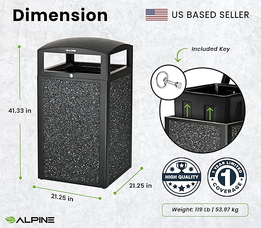 Alpine Outdoor Commercial Trash Can - Image 2