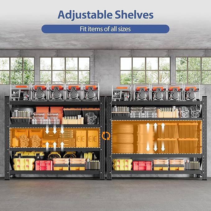3000LBS Storage Shelves, Adjustable Industrial Shelving, 4 Tier Metal Shelving - Image 5