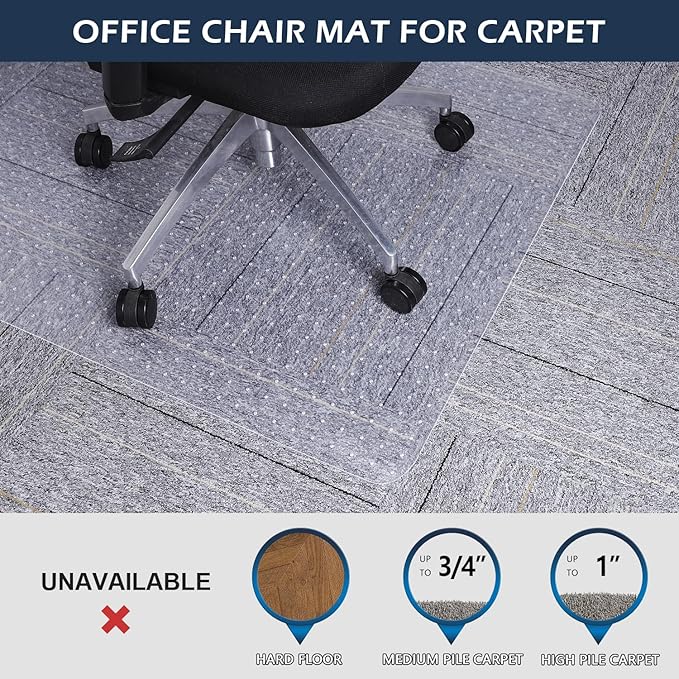 Chair Mat for Carpet, SALLOUS 46" x 60" Office Chair Mat for Carpeted Floors - Image 4
